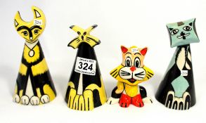 A collection of Lorna Bailey Comical Cats Mooney and Rocky  Sixteenth Collectors Club Pieces,