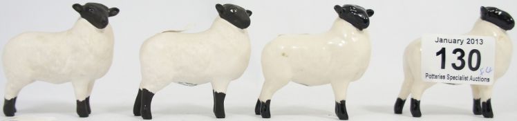 Beswick Black Faced Lambs, 3 Matt and 1 Gloss (4)