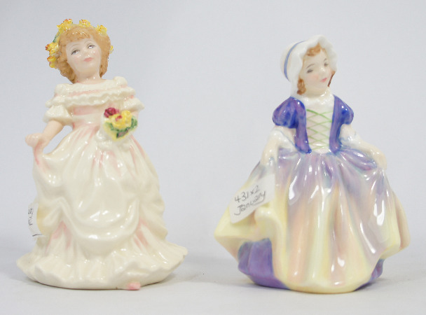 Royal Doulton Miniature Figures Dinky Do HN1678 and Flowergirl HN3479 both seconds (2)