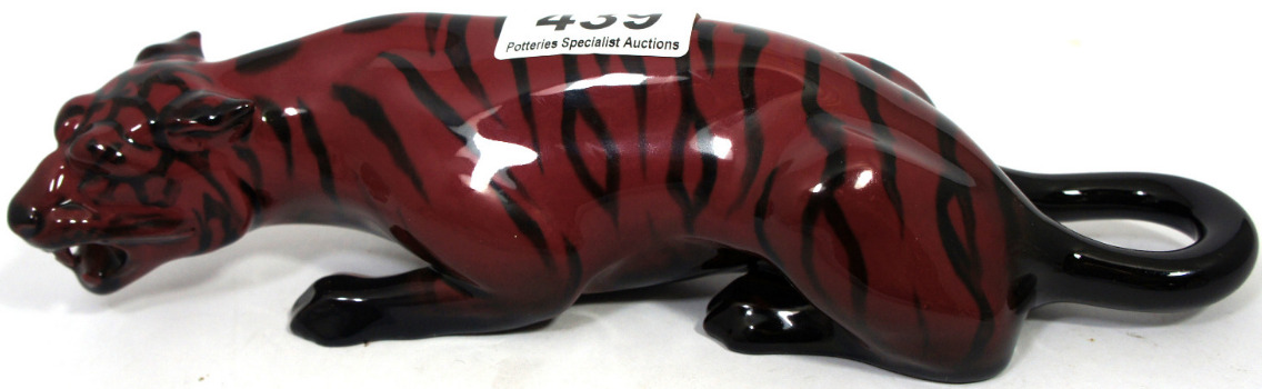 Royal Doulton Flambe Stalking Tiger, length 24cm