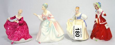 Royal Doulton Miniature Figures Diana HN3310, Christmas Morn HN2312, Kirsty HN2321 and Fair Lady