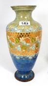 Royal Doulton Stoneware Vase decorated with Flowers, height 33cm