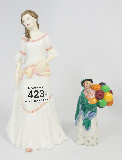 Royal Doulton Figures Lauren HN3872 and Miniature Balloon Seller HN2130 (2)