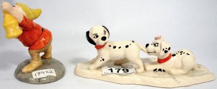 Royal Doulton 101 Dalmations Tableau Figure Lucky and Freckles on Ice DM10 and Snow White Doc with