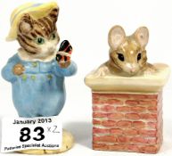 Beswick Beatrix Potter Figures Tom Kitten and Butterfly and Tom Thumb both BP3c (2)