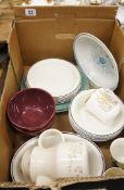Tray comprising Royal Doulton Morning Dew, RD Lambethware Ting Bowls, Plates, Serving Items,