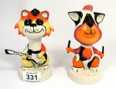 Lorna Bailey Cat with Guitar and Drumstick Cat both marked Prototype (2)