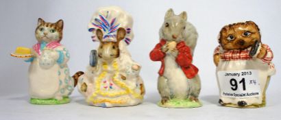 Beswick Beatrix Potter Figures Mrs Tiggywinkle, Lady Mouse, Timmy Tiptoes and Ribby all BP3c (4)