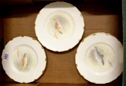 A Set of Gilded Royal Doulton Hand Painted Plates by Samuel Wilson dated 1880-1909 depicting Fish,