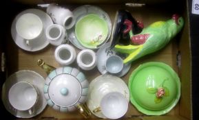 A collection of Pottery to include Portmerion Vases, Royal Winton Butter Dish and Cover, Model of