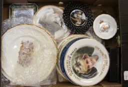 Tray comprising Lady Diana Collector Plates, Wedgwood, Aynsley, Royal Albert and Spode (30)