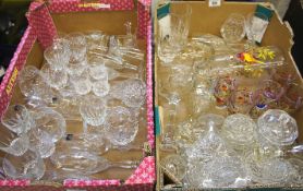 A collection of various Glassware to include Wine Glasses, Painted Lemonade Jug and Dishes etc (