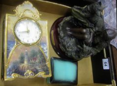 A resin Figure Group Julianna Collection, Mantle Clock The Light of Peace Heirloom Porcelain Clock