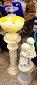 Onyx Water Fountain and  Ornamental Garden Figure of a Boy and a Girl Holding a Flower  (2)