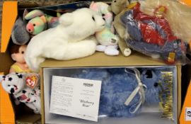 A collection of various Teddy Bears to include Merry Thought Blueberry Bear Boxed, TY Beanie and