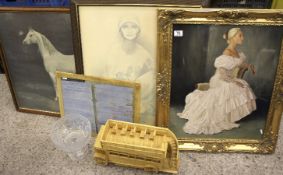 Four Framed Pictures, One White Horse Whisky Advertising Ware, Pressed Glass Tureen and a Match