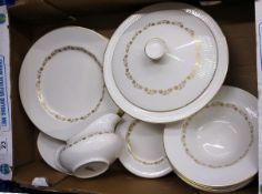 Tray of Royal Doulton Fairfax comrising Dinner Plates, 6" Plates, Sauce Boat and Stand, Covered