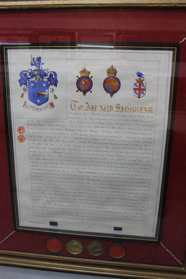 Fine Edwardian Grant of Arms for Sir Augustus Prevost, Bt. of Westbourne Terrace, Paddington, London