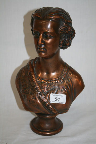 Victorian electrotype bronzed bust of HRH Princess Alexandra - Princess of Wales, on circular socle,