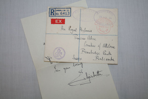 HM Queen Elizabeth, later HM Queen Elizabeth, The Queen Mother - a two page handwritten letter on