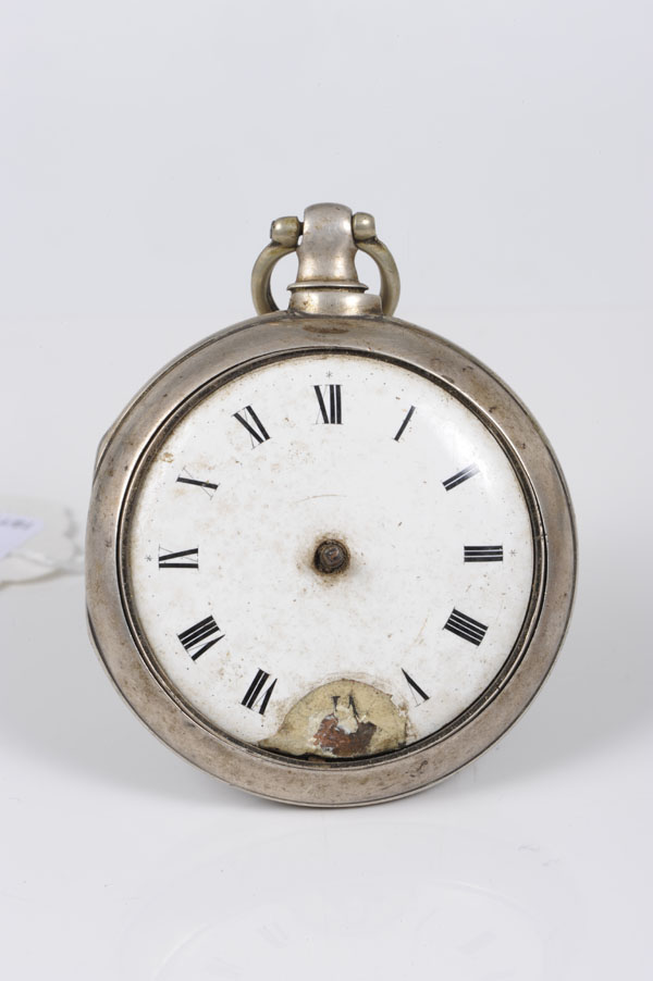 George III silver pair-cased pocket watch with fusee movement and verge escapement, signed