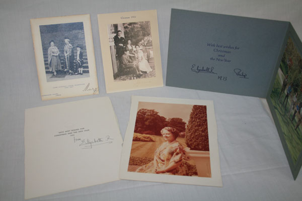 A group of Royal Christmas cards comprising HRH Marina, Duchess of Kent - signed 1955 card, HRH