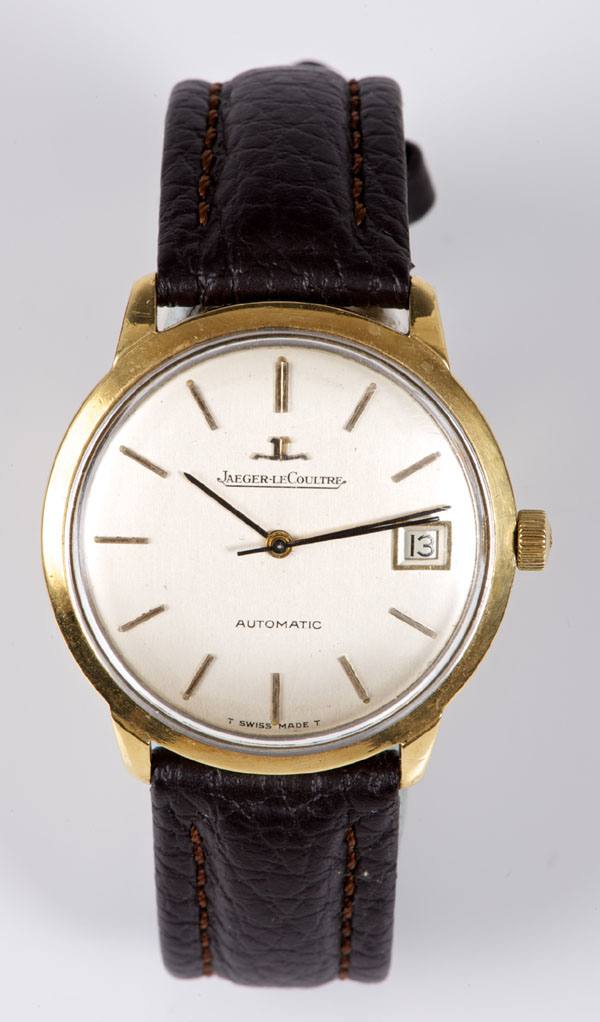 Gentlemen's Jaeger-LeCoultre gold automatic wristwatch with circular domed dial with baton