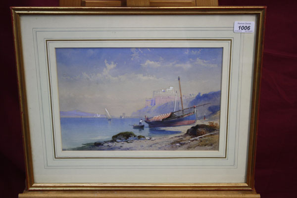 Thomas Charles Leeson Rowbotham (1823 - 1875), watercolour in glazed gilt frame - study of the bay