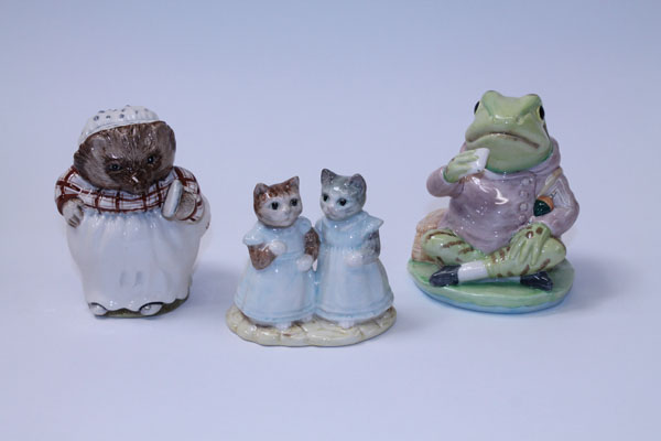 Two large Royal Albert Beatrix Potter figures - Mrs Tiggy-Winkle and Jeremy Fisher and one other