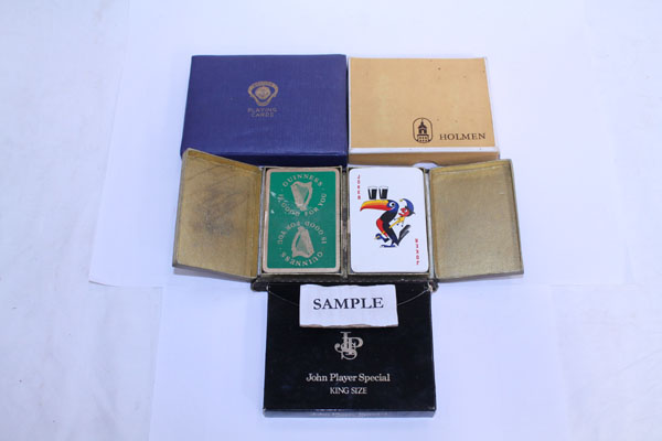 Selection of unopened playing cards, double packs, including JPS, Guinness, British Legion, etc (6