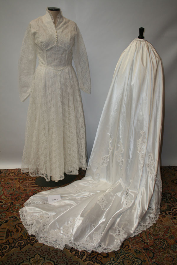 Selection of wedding dresses, 1960s / 1970s / 1980s, allover lace-over-net petticoats, small