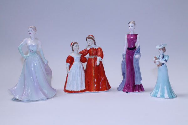 Eight Coalport figures including Camilla, Diana, Grace, Lady Helena and Lady Clara