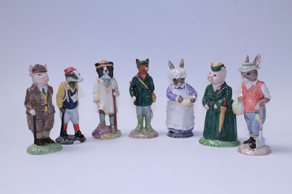 Seven Beswick English Country Folk figures - Huntsman Fox, Gentleman Pig, The Lady Pig, Shepherd