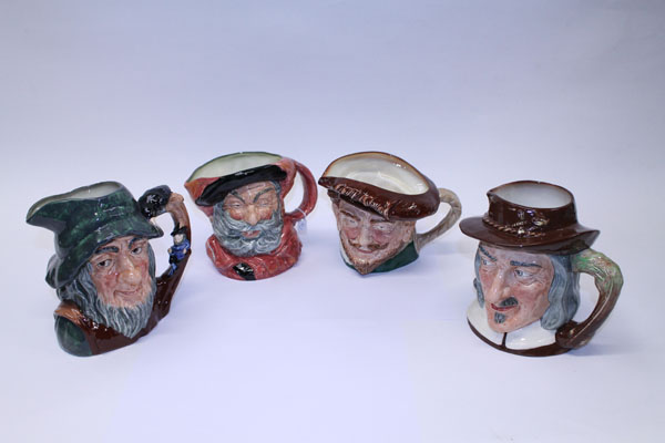 Four Royal Doulton character jugs - Rip Van Winkle D6438, Falstaff D6287, Drake and Izaak Walton