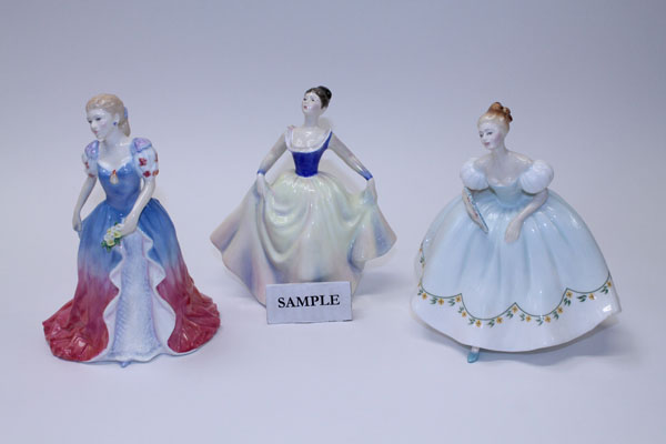 Six Royal Doulton figures - Lisa HN2394, Alexandra HN2398, First Dance HN2803, Pamela HN3756,
