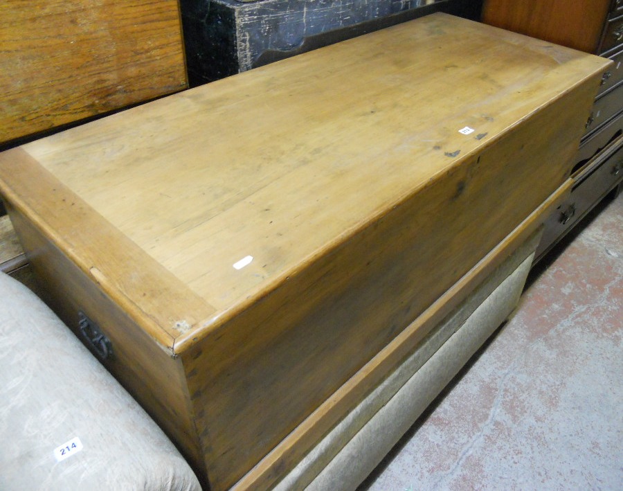 A 5’1” 19th Century waxed pine linen box