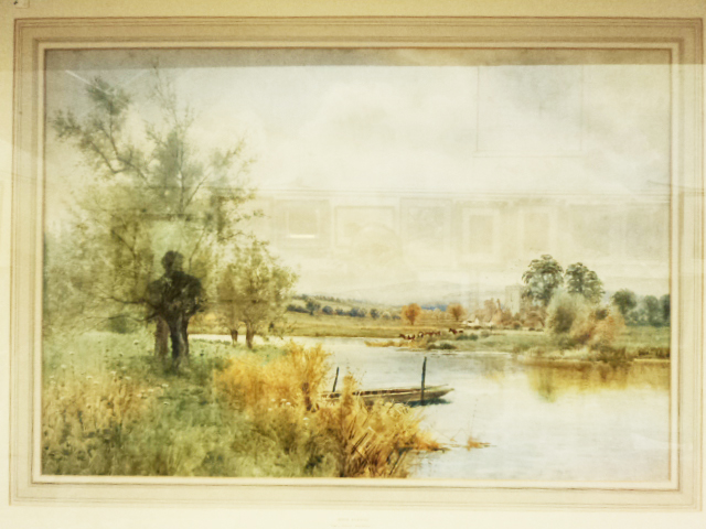 Arthur Wilkinson - watercolour, Avon River Valley with cattle and Sapley Church beyond, inscribed on