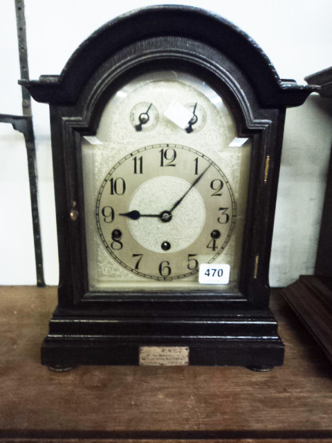 An early 20th Century oak cased bracket clock with Kienzle eight day chiming movement