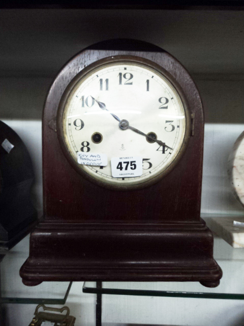 An early 20th Century mahogany mantel clock, with Gustav Becker eight day striking movement