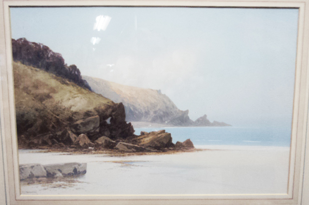 Frederick John Widgery - gouache, An Extensive Coastal View of Lee Bay  Lynton, signed - 14” x 21”