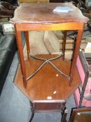 TWO EDWARDIAN OCCASIONAL TABLES, and a dressing table mirror (s.d.) (3)