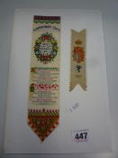 A STEVENS OF COVENTRY WOVEN SILK BOOKMARK, and another (2)