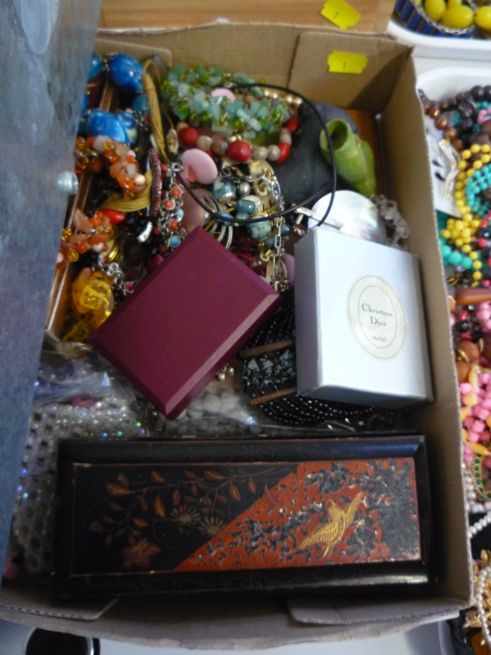 TWO TRAYS OF COSTUME JEWELLERY