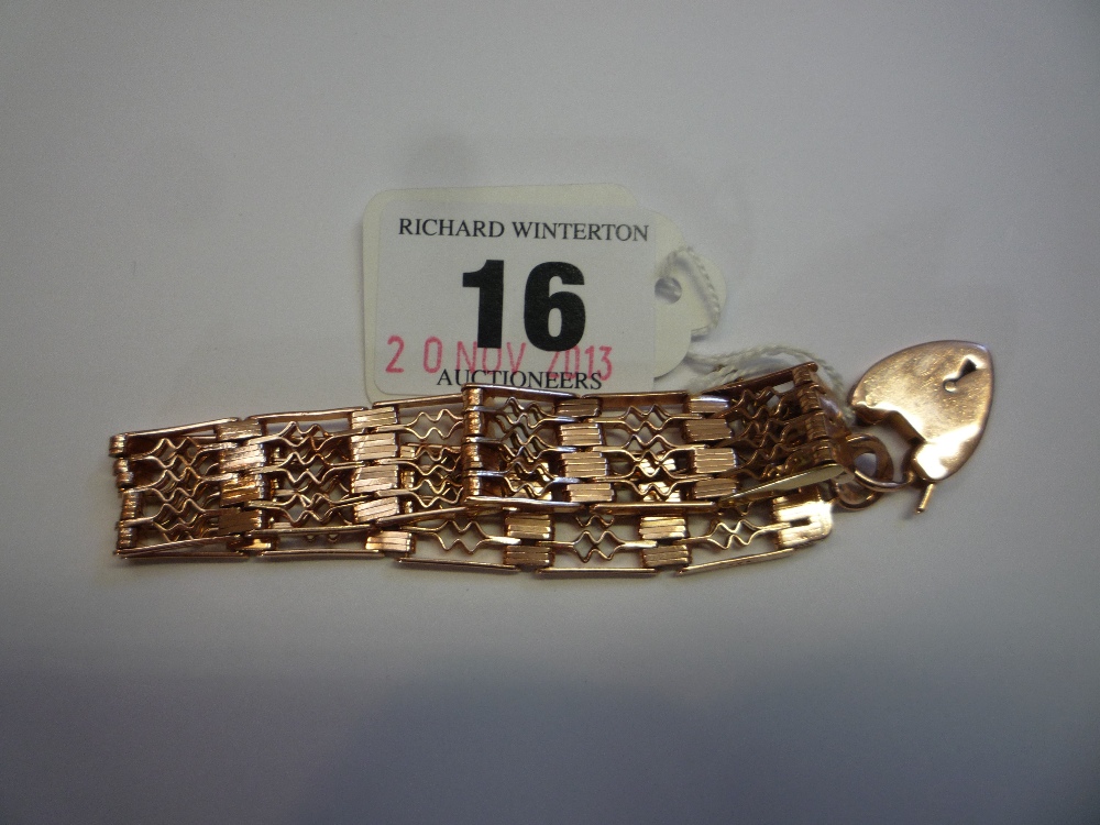 A 9CT ROSE GOLD GATE BRACELET, (approximately 25g)