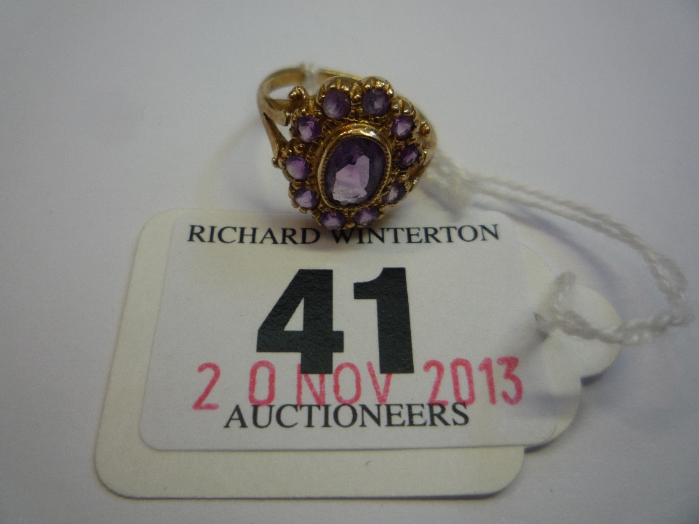 A 9CT AMETHYST DRESS RING