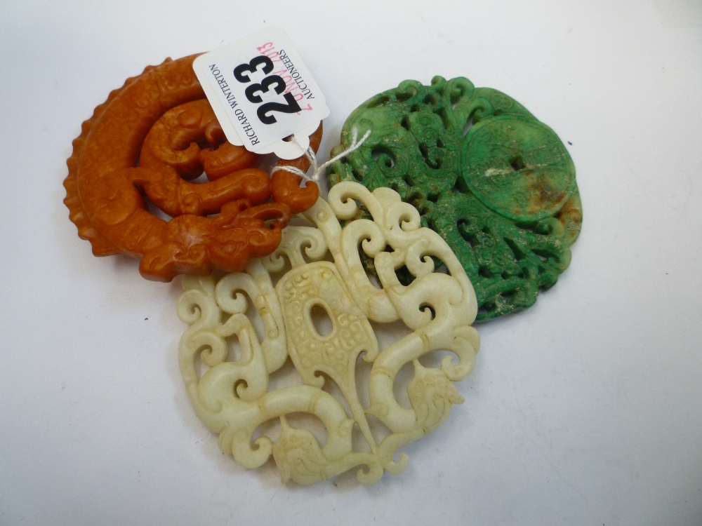 THREE CHINESE JADE BI-DISCS