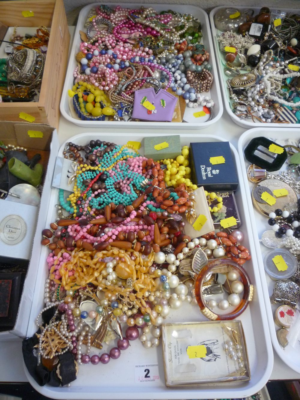 TWO TRAYS OF COSTUME JEWELLERY