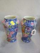 A PAIR OF SHELLEY `CLOISONNE` VASES, height 17cm (2)