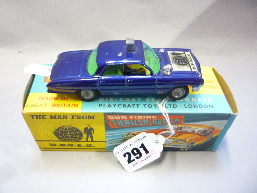 A BOXED CORGI TOYS `MAN FROM U.N.C.L.E.` OLDSMOBILE, No.497, missing magazine, box complete with