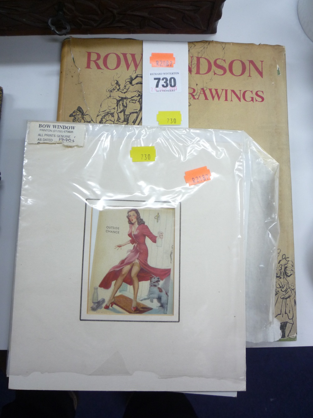 `ROWLANDSON DRAWINGS`, edited and introduced by Adrian Bury and a print (2)
